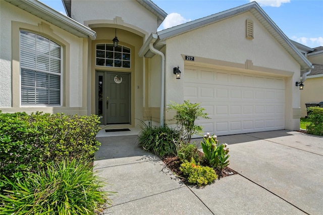 property entrance featuring a garage