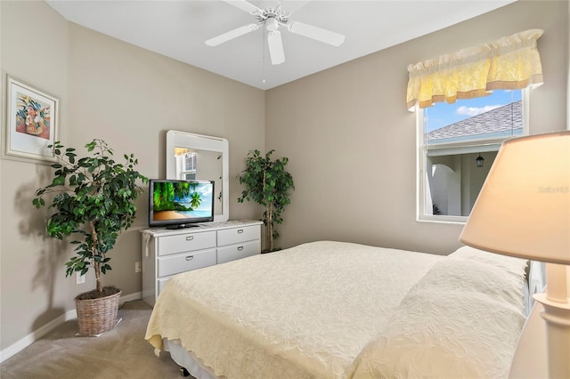 bedroom with carpet and ceiling fan