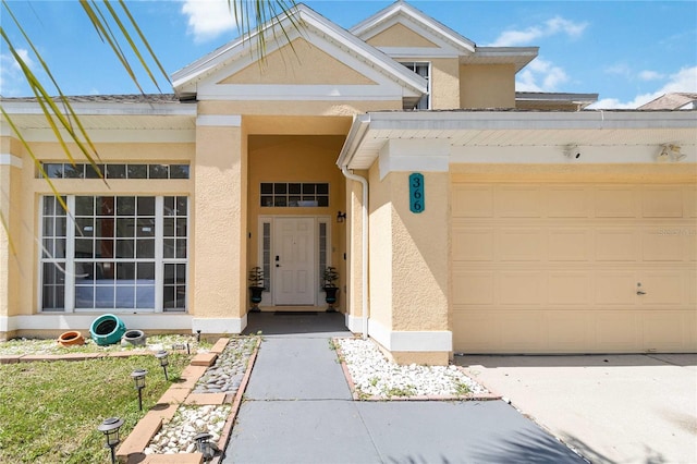 exterior space featuring a garage