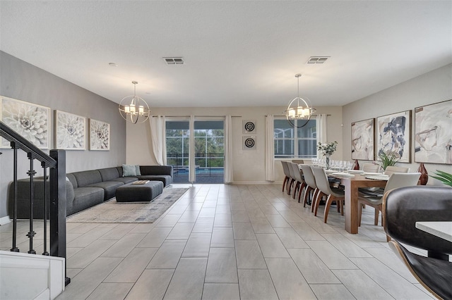 living room with a chandelier