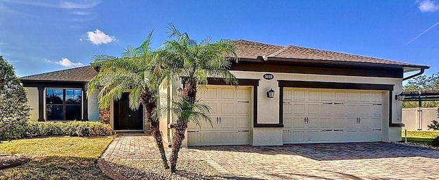 view of front of property with a garage