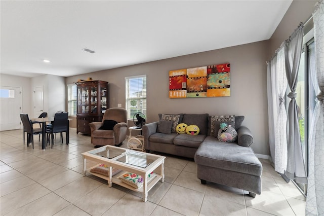 view of tiled living room