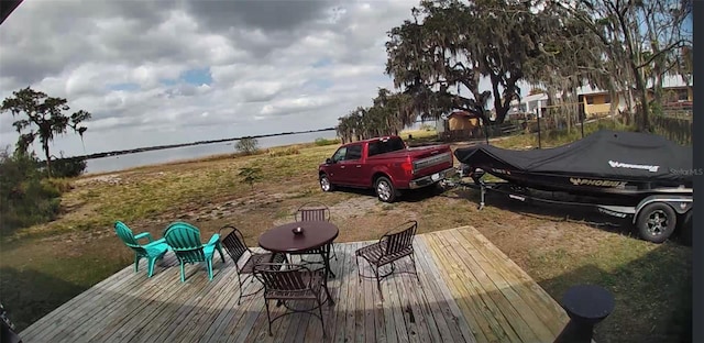 view of dock with a deck