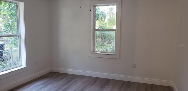 spare room with light wood-type flooring and plenty of natural light