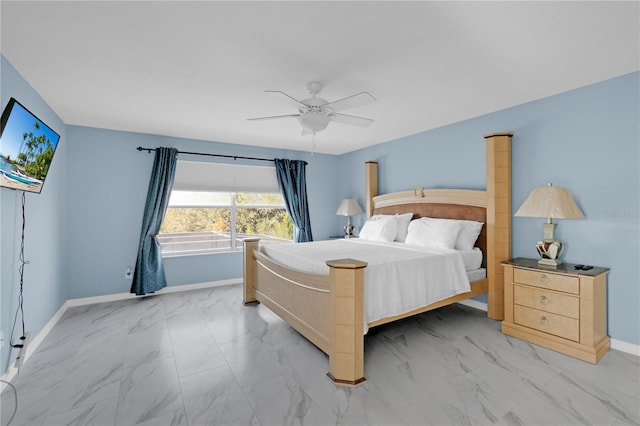 bedroom featuring ceiling fan