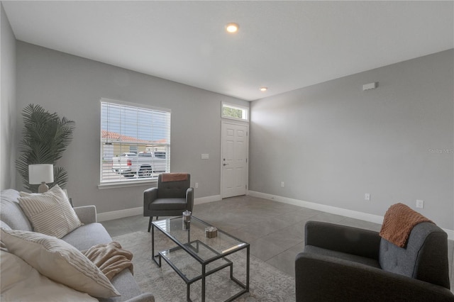 view of tiled living room