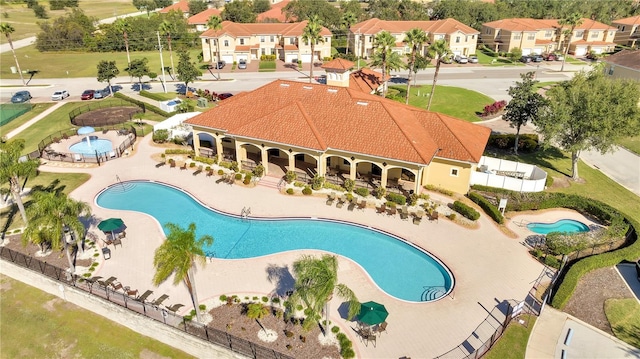 view of swimming pool featuring a patio area