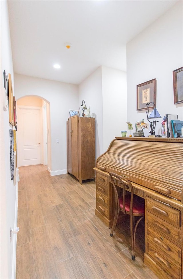 office area featuring light wood-type flooring