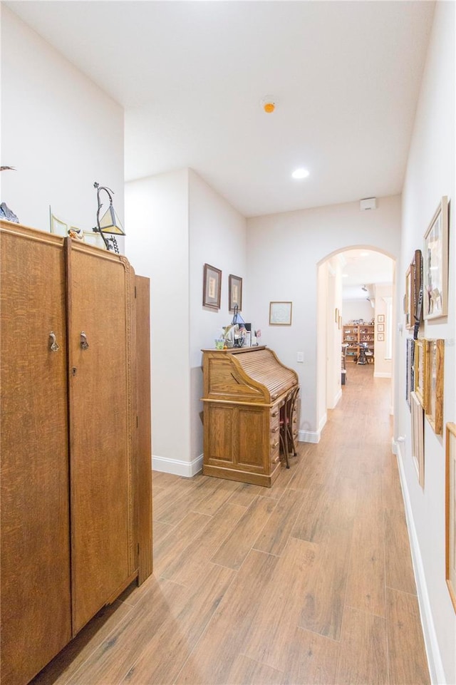 hall featuring light hardwood / wood-style flooring