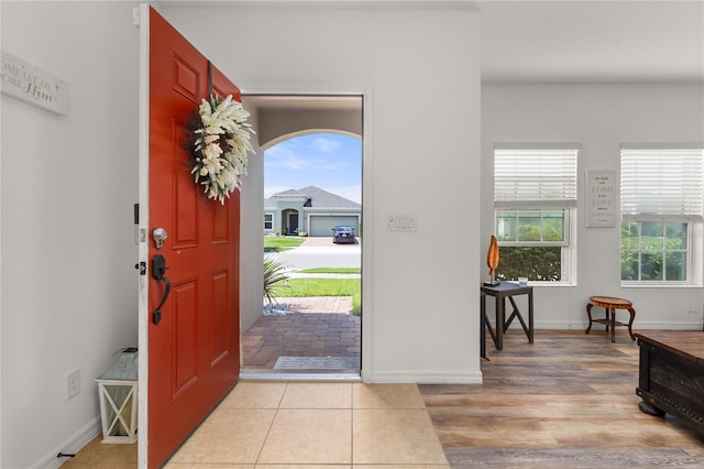 foyer featuring light hardwood / wood-style floors