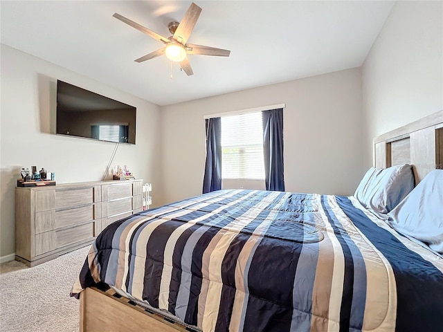 bedroom featuring carpet flooring and ceiling fan