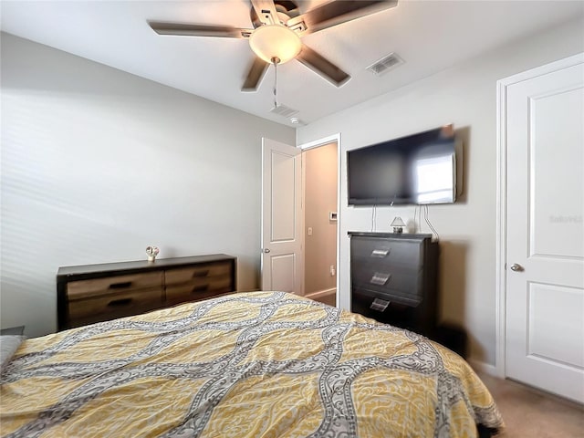 bedroom with carpet and ceiling fan