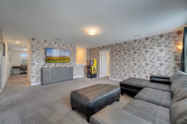 1536 Maidstone Ct, Davenport, FL 33896 - carpeted living room with baseboards and wallpapered walls
