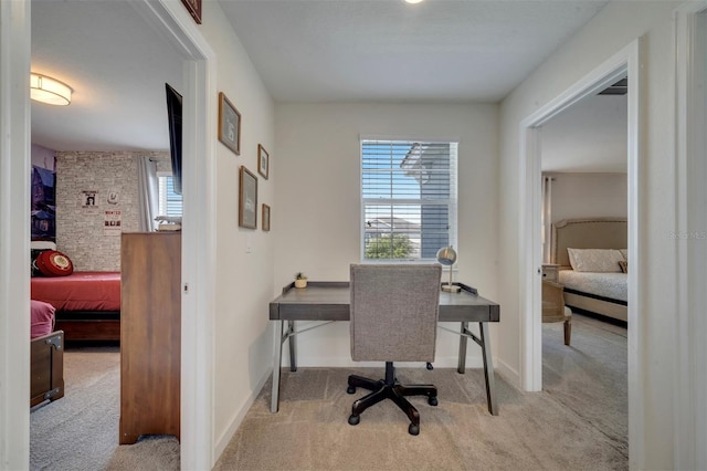 view of carpeted home office