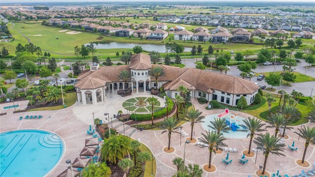 1536 Maidstone Ct, Davenport, FL 33896 - aerial view with view of golf course, a residential view, and a water view