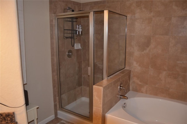 bathroom with plus walk in shower