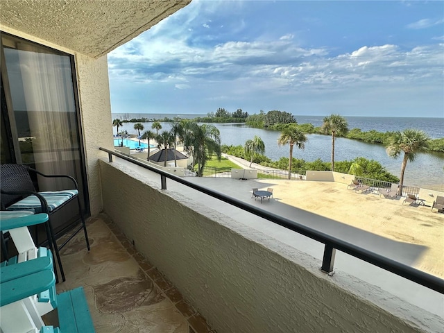 balcony with a water view