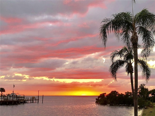 property view of water featuring a dock