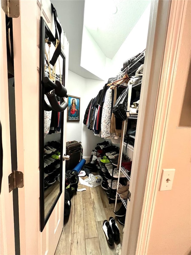 spacious closet with wood finished floors