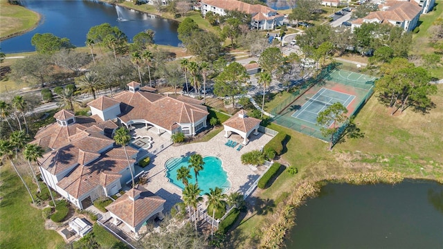 bird's eye view featuring a water view