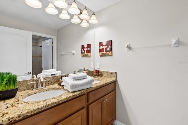 full bathroom featuring a shower and vanity