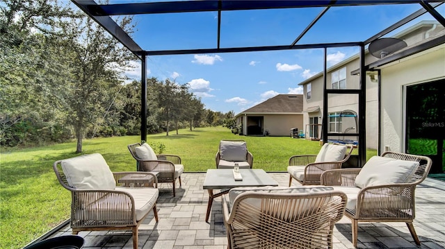 exterior space with a lanai and an outdoor living space