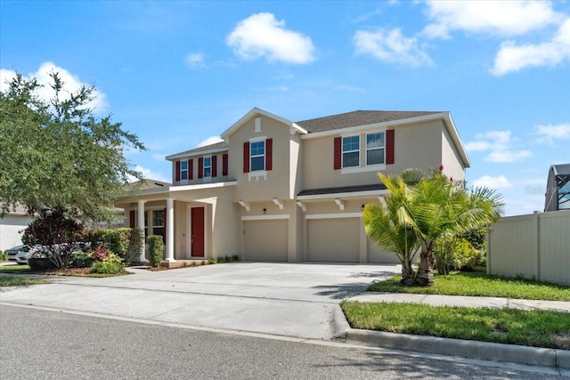 view of front of property with a garage