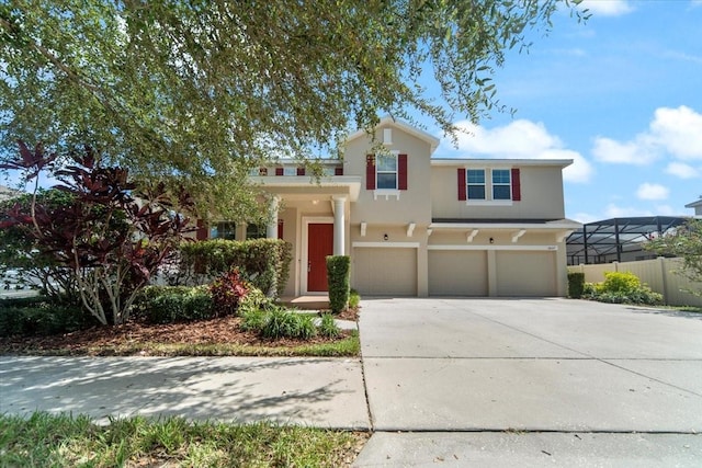 view of front of property featuring a garage