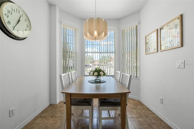 tiled dining room with a healthy amount of sunlight