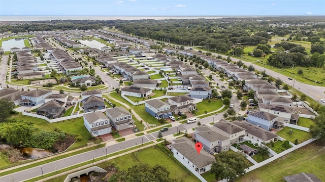 bird's eye view featuring a water view