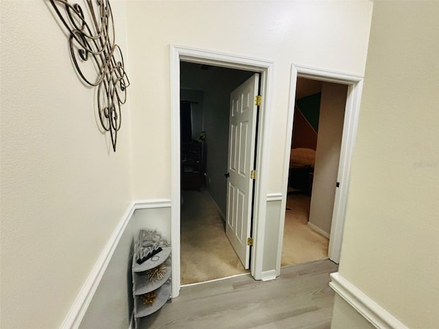 hall featuring light hardwood / wood-style flooring