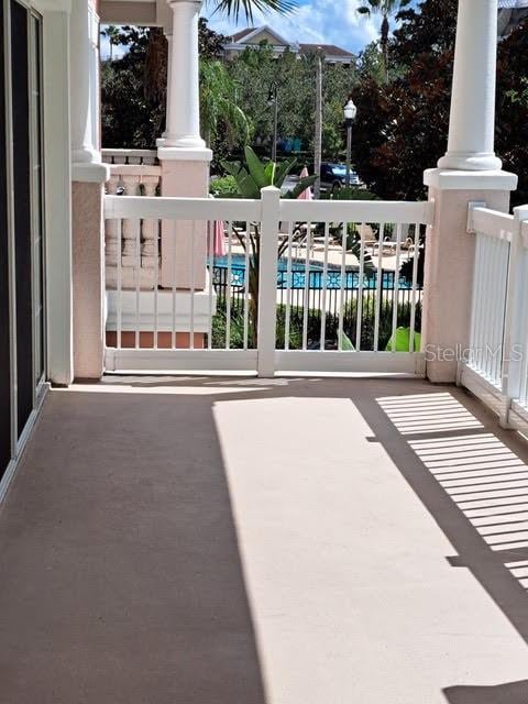 balcony featuring a porch