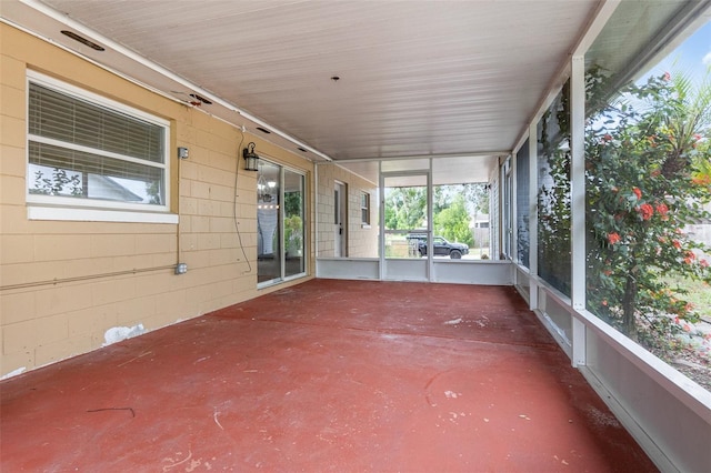 view of unfurnished sunroom