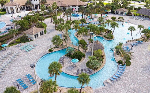 view of swimming pool with a residential view