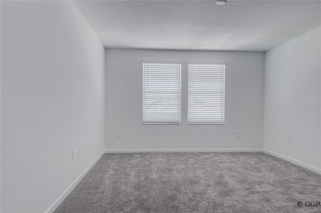 empty room featuring carpet floors and a textured ceiling