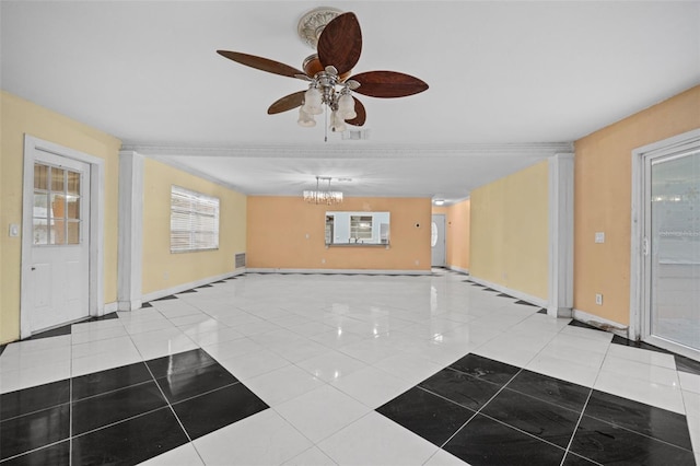 912 Ave T SE, Winter Haven, FL 33880 - interior space with baseboards and ceiling fan with notable chandelier
