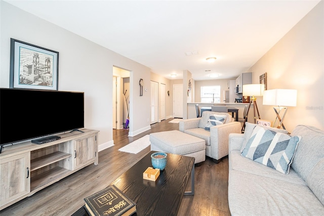 living room featuring hardwood / wood-style flooring