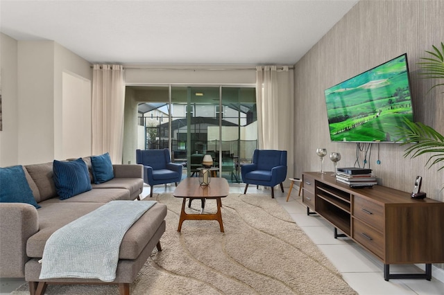 view of tiled living room