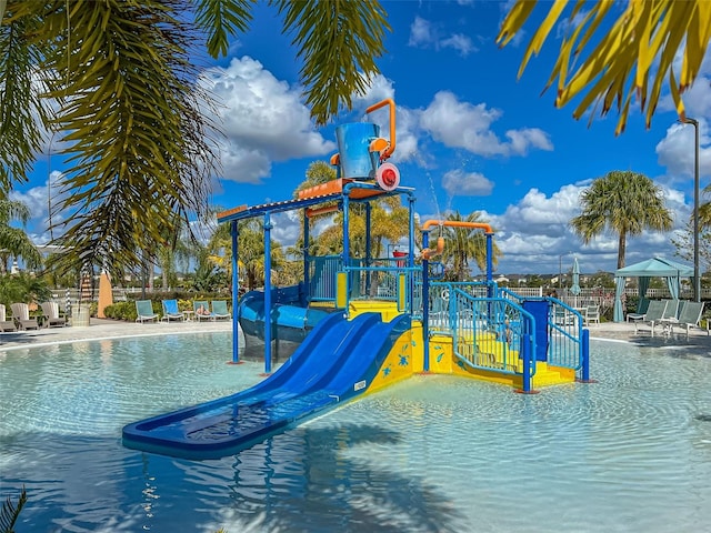 view of jungle gym with a gazebo