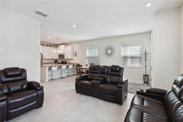 view of tiled living room