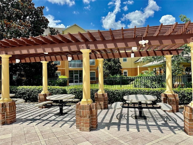 view of patio with a pergola