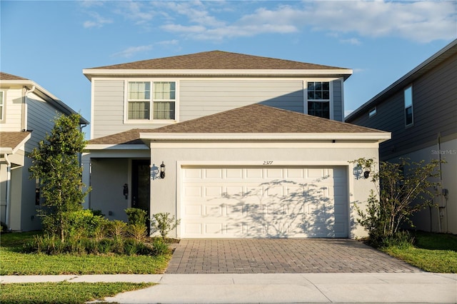 view of property with a garage