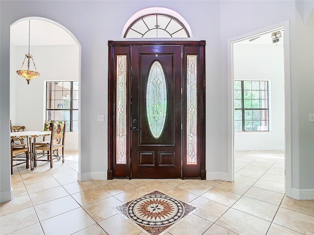 view of tiled foyer entrance