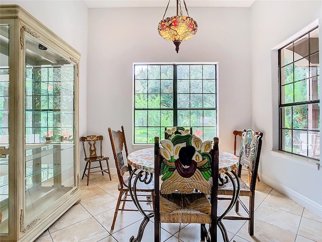 view of tiled dining room