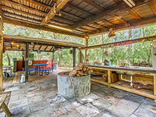 view of patio / terrace with a bar