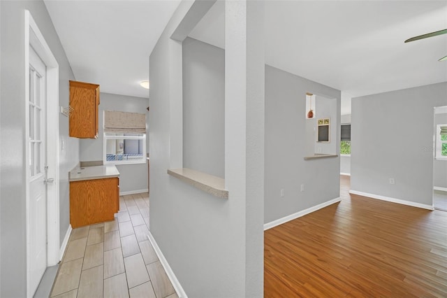 corridor featuring light hardwood / wood-style floors