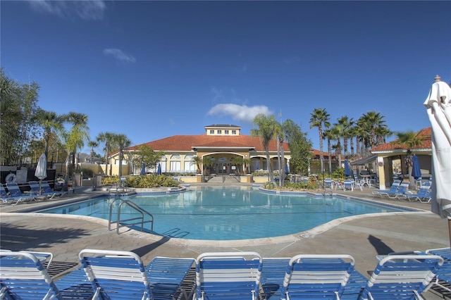 view of pool featuring a patio