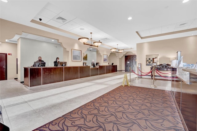 reception featuring a notable chandelier