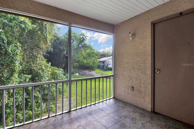 view of unfurnished sunroom