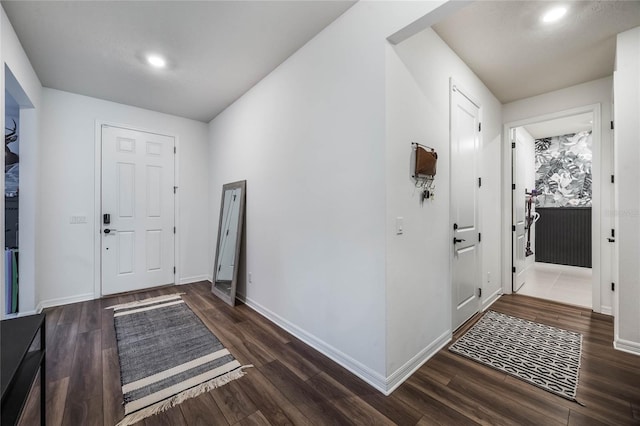 entrance foyer featuring dark hardwood / wood-style floors